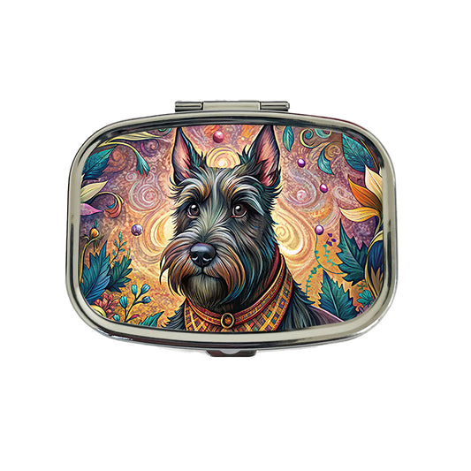 Scottish Terrier Dog French Bohemian Art Travel Pill Box Case