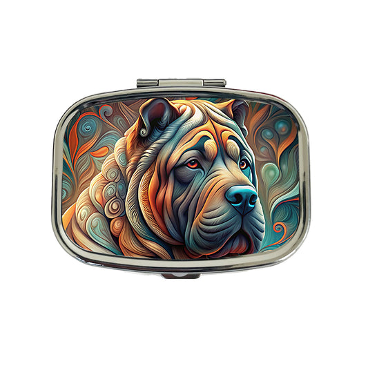 Shar Pei Dog Abstract Stylized Art Travel Pill Box Case