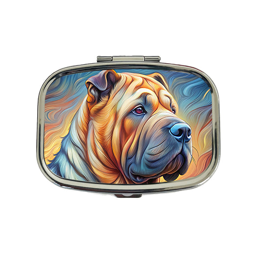 Shar Pei Dog Expressionism Art Travel Pill Box Case