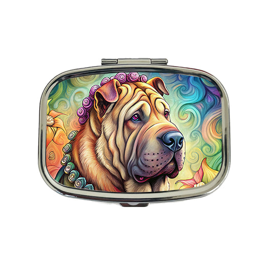 Shar Pei Dog French Bohemian Art Travel Pill Box Case