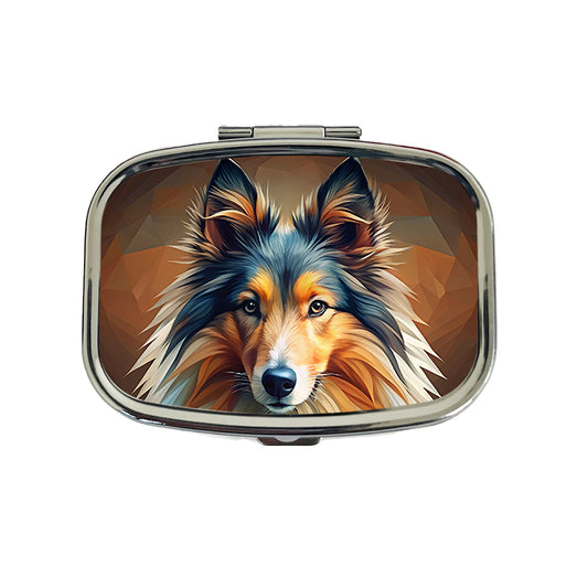 Shetland Sheepdog Sheltie Dog Abstract Stylized Art Travel Pill Box Case