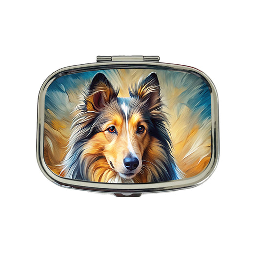 Shetland Sheepdog Sheltie Dog Expressionism Art Travel Pill Box Case