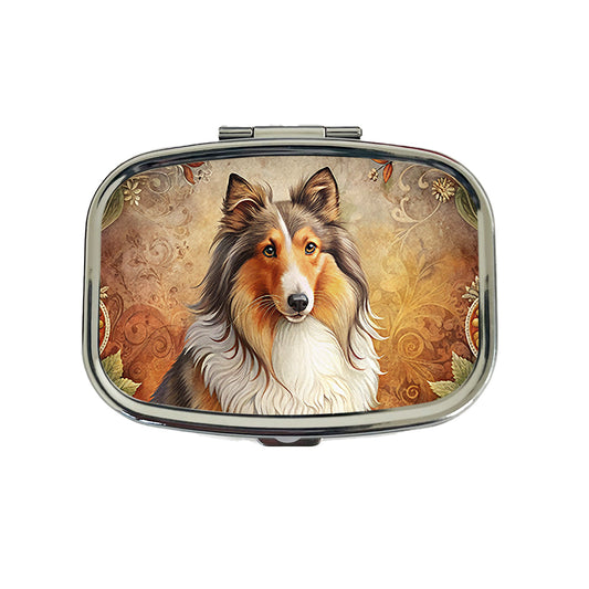 Shetland Sheepdog Sheltie Dog French Bohemian Art Travel Pill Box Case