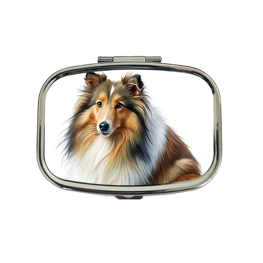 Shetland Sheepdog Sheltie Dog Illustration Travel Pill Box Case