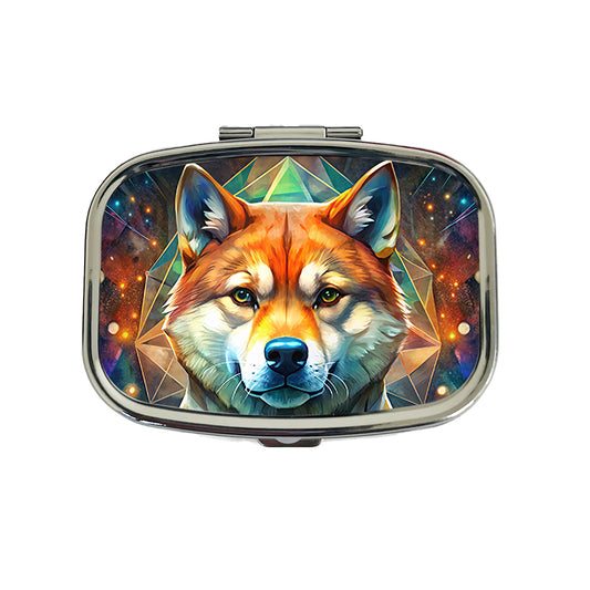 Shiba Inu Dog Abstract Art Travel Pill Box Case