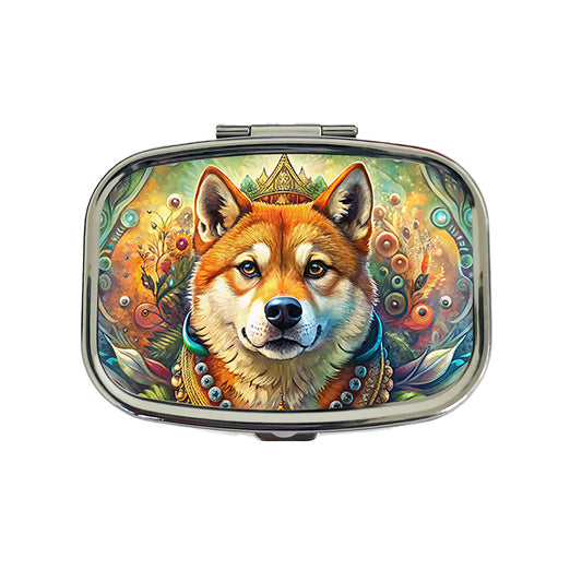 Shiba Inu Dog Bohemian Art Travel Pill Box Case