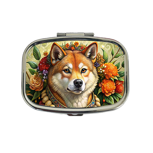 Shiba Inu Dog French Bohemian Art Travel Pill Box Case