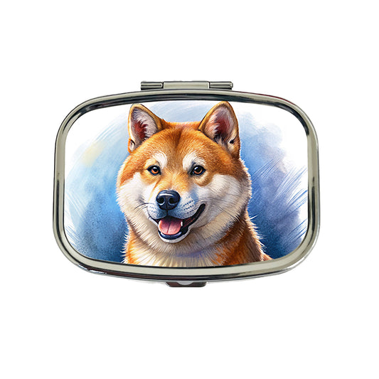 Shiba Inu Dog Illustration Travel Pill Box Case