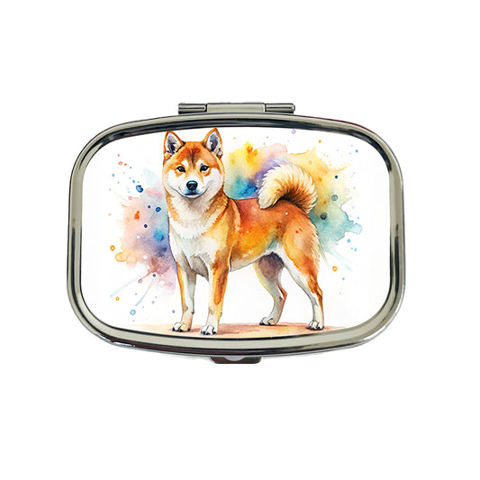 Shiba Inu Dog Watercolor Style Travel Pill Box Case