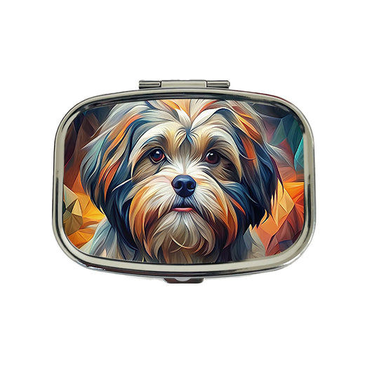 Shih Tzu Dog Abstract Art Travel Pill Box Case