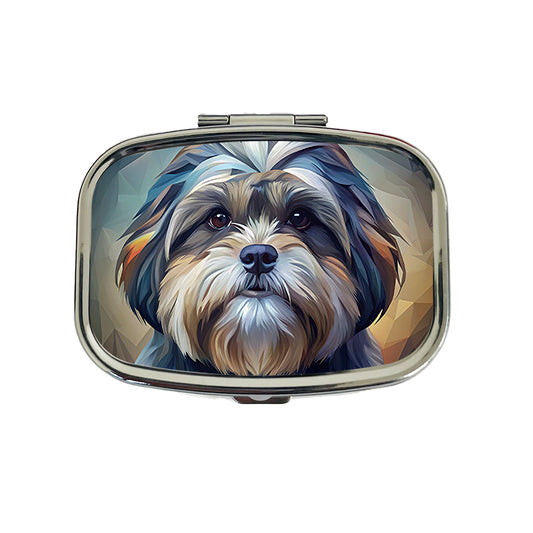 Shih Tzu Dog Abstract Stylized Art Travel Pill Box Case