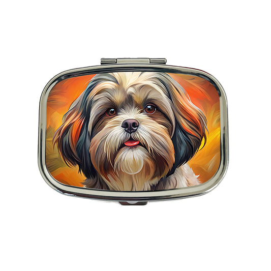Shih Tzu Dog Expressionism Art Travel Pill Box Case