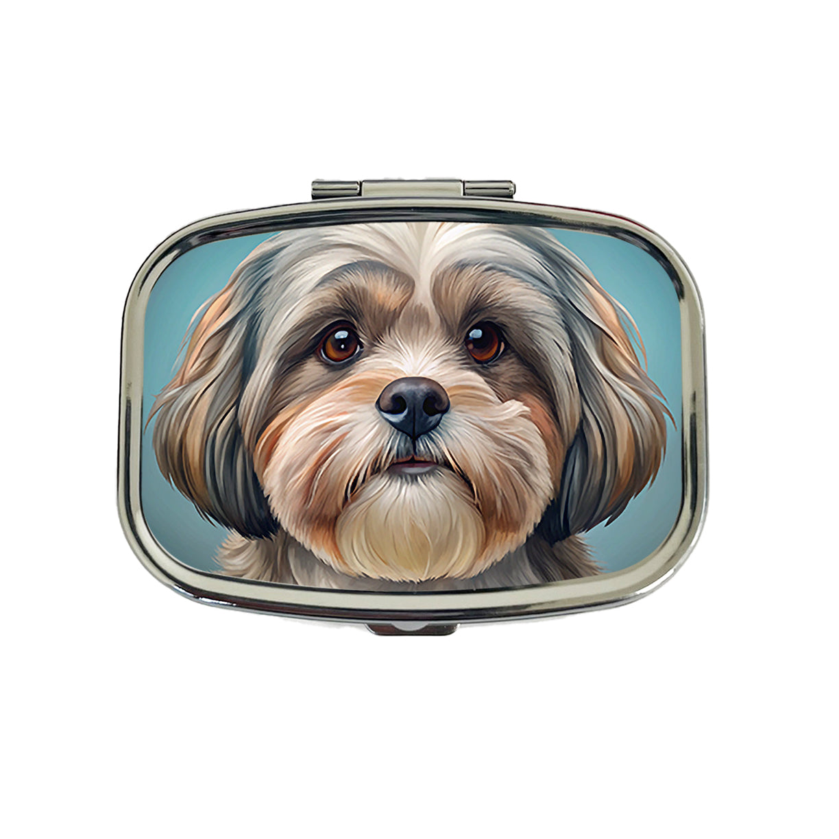 Shih Tzu Dog Illustration Travel Pill Box Case