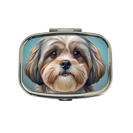 Shih Tzu Dog Illustration Travel Pill Box Case