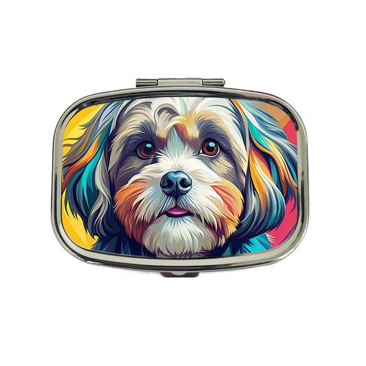 Shih Tzu Dog Pop Art Travel Pill Box Case