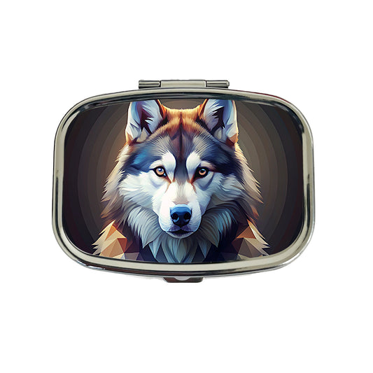 Siberian Husky Dog Abstract Stylized Art Travel Pill Box Case
