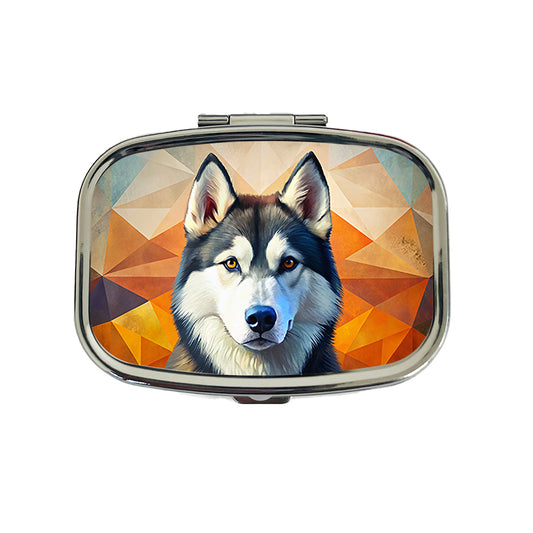 Siberian Husky Dog Contemporary Art Travel Pill Box Case