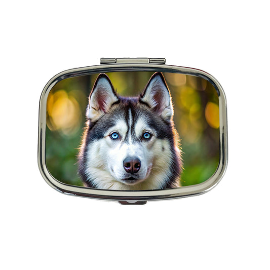 Siberian Husky Dog Photo Travel Pill Box Case