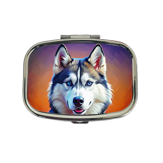Siberian Husky Dog Pop Art Travel Pill Box Case