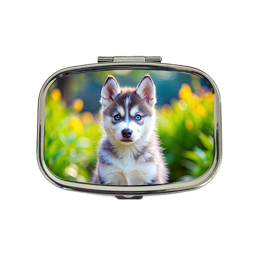 Siberian Husky Dog Puppy Photo Travel Pill Box Case