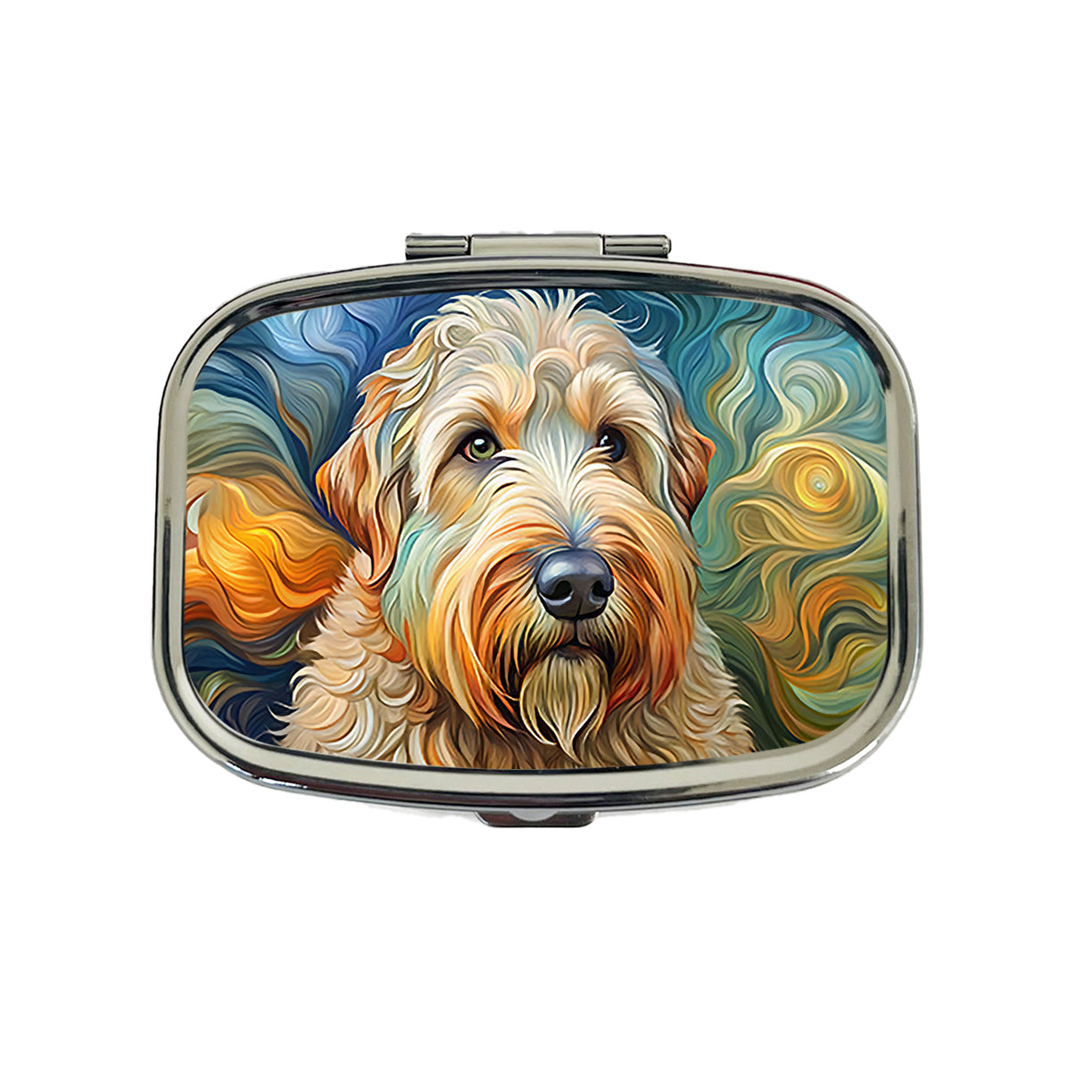 Soft Coated Wheaten Terrier Dog Abstract Art Travel Pill Box Case