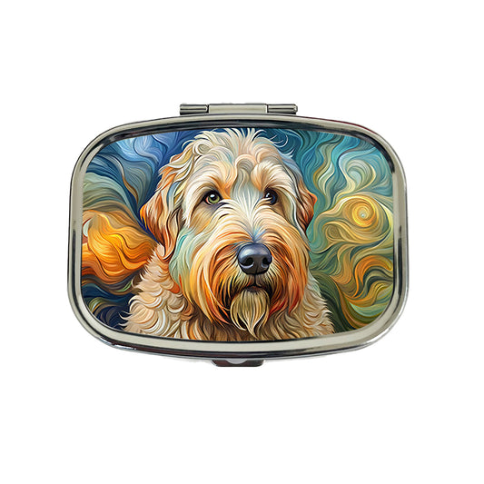 Soft Coated Wheaten Terrier Dog Abstract Art Travel Pill Box Case