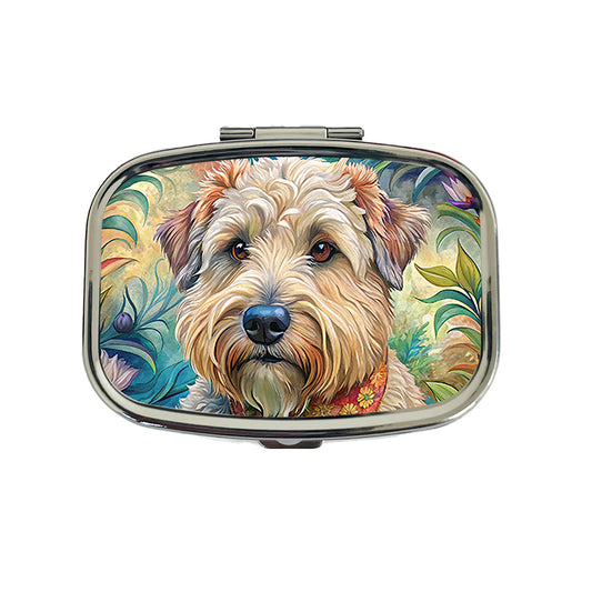 Soft Coated Wheaten Terrier Dog French Bohemian Art Travel Pill Box Case