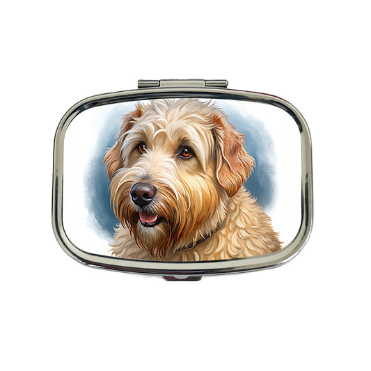 Soft Coated Wheaten Terrier Dog Illustration Travel Pill Box Case