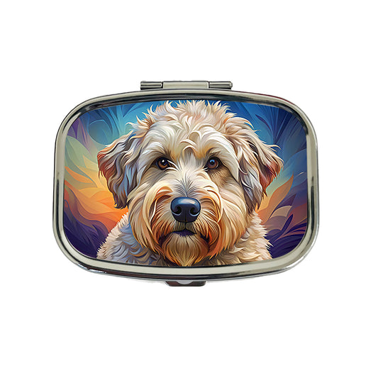 Soft Coated Wheaten Terrier Dog Pop Art Travel Pill Box Case