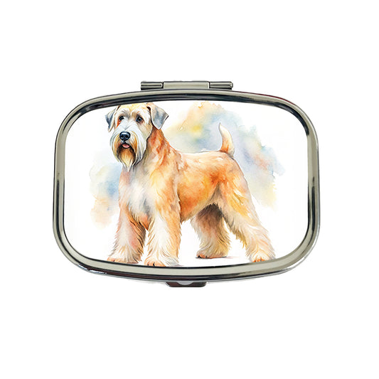 Soft Coated Wheaten Terrier Dog Watercolor Style Travel Pill Box Case