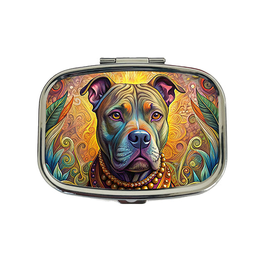 Staffordshire Bull Terrier Staffy Dog Bohemian Art Travel Pill Box Case