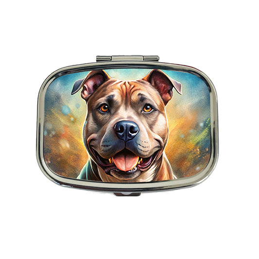 Staffordshire Bull Terrier Staffy Dog Illustration Travel Pill Box Case