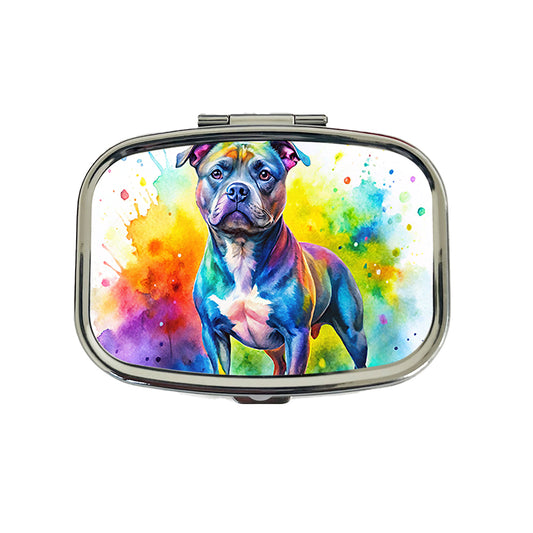 Staffordshire Bull Terrier Staffy Dog Watercolor Style Travel Pill Box Case