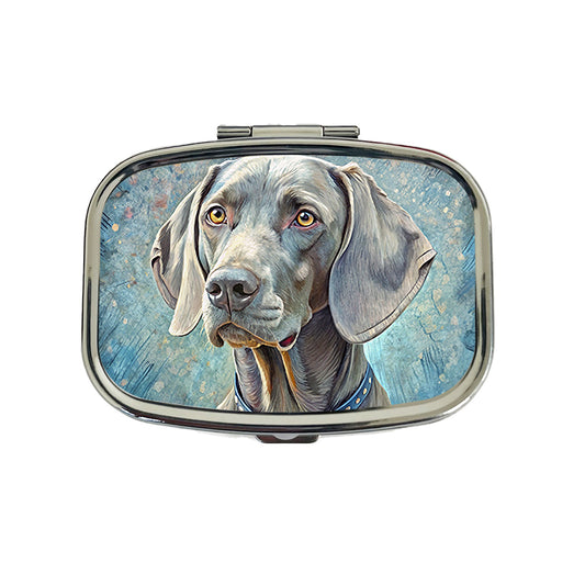 Weimaraner Dog Illustration Travel Pill Box Case