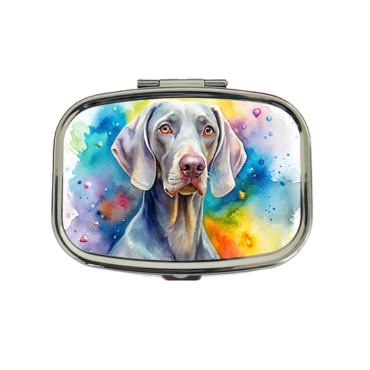 Weimaraner Dog Watercolor Style Travel Pill Box Case