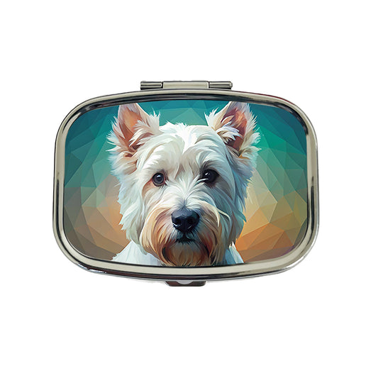 West Highland White Terrier Westie Abstract Stylized Art Travel Pill Box Case