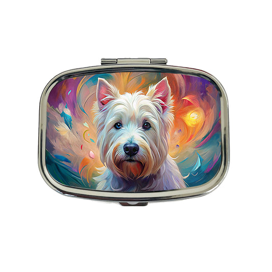 West Highland White Terrier Westie Dog Abstract Art Travel Pill Box Case