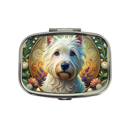West Highland White Terrier Westie Dog Art Nouveau Travel Pill Box Case