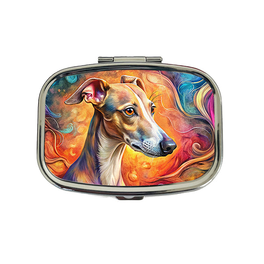 Whippet Dog Abstract Art Travel Pill Box Case