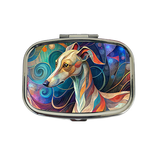 Whippet Dog Abstract Stylized Art Travel Pill Box Case