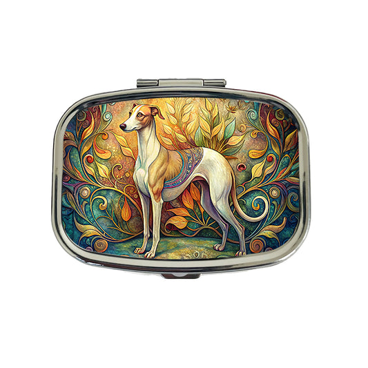 Whippet Dog Art Nouveau Travel Pill Box Case