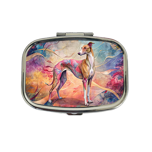 Whippet Dog Contemporary Art Travel Pill Box Case