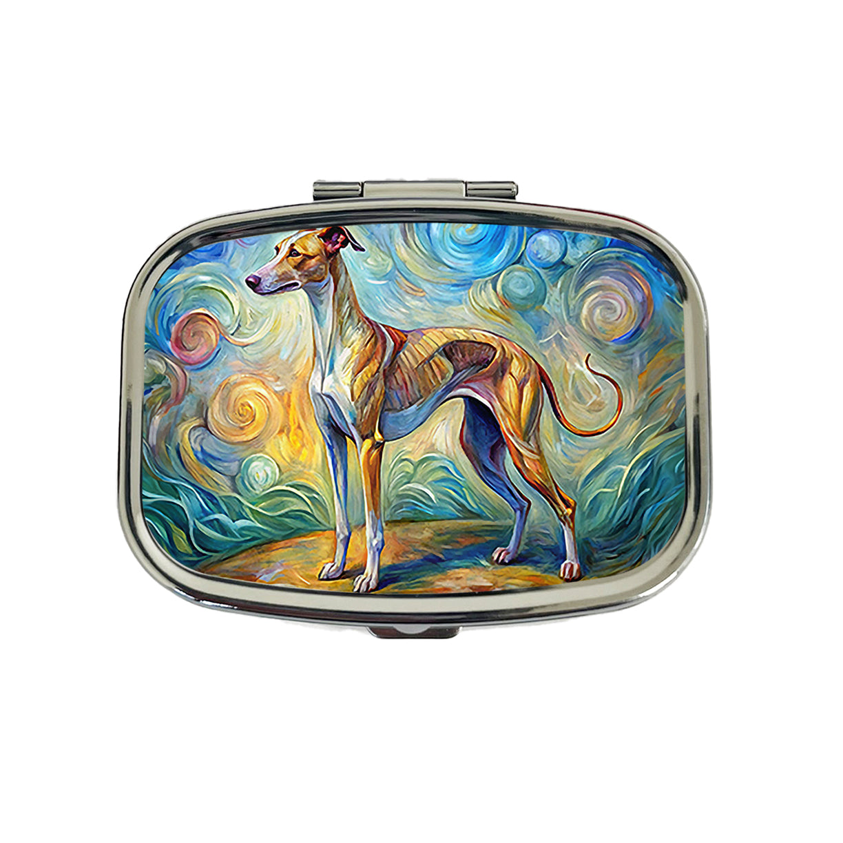 Whippet Dog Expressionism Art Travel Pill Box Case