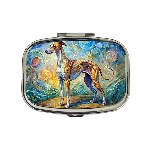 Whippet Dog Expressionism Art Travel Pill Box Case