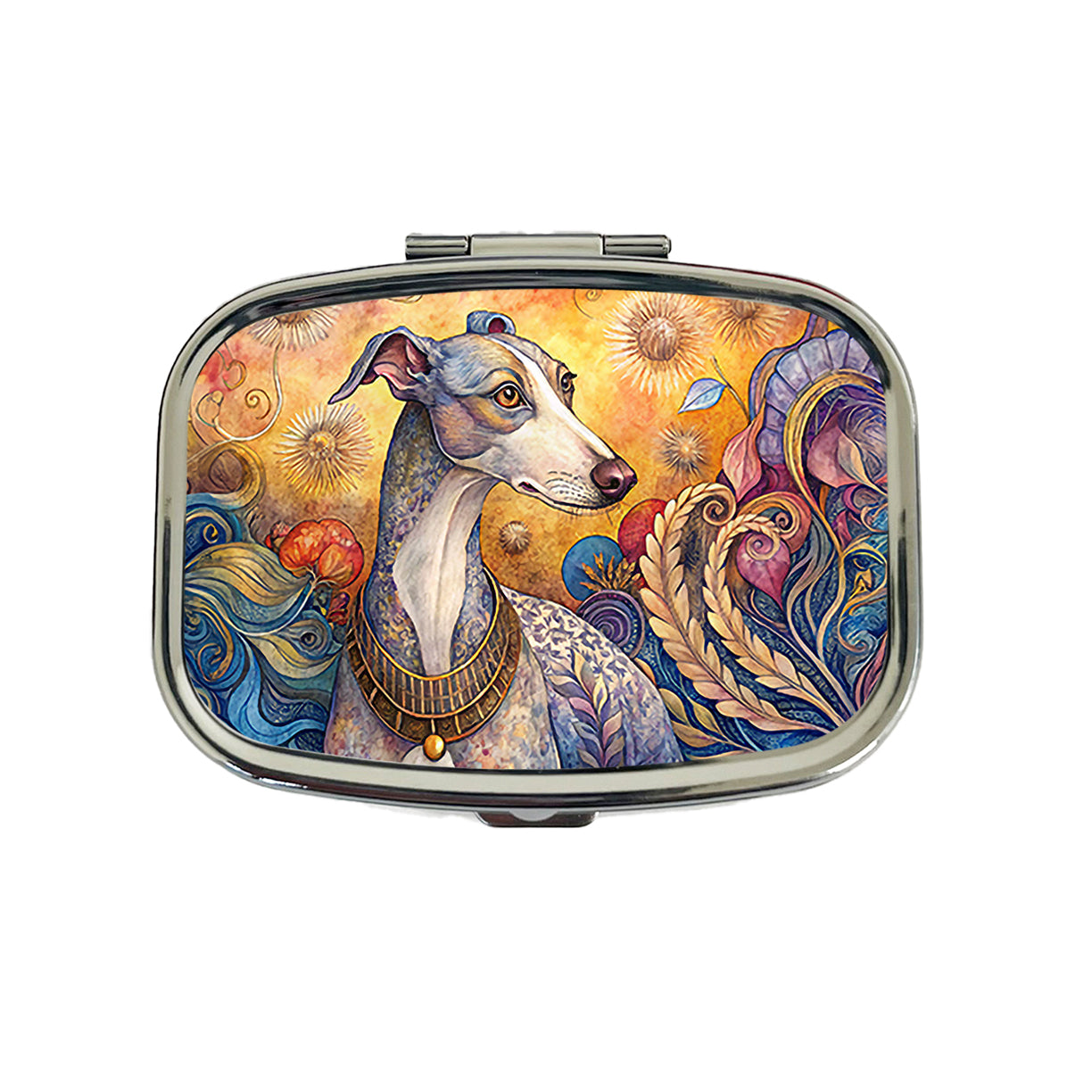 Whippet Dog French Bohemian Art Travel Pill Box Case