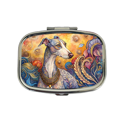 Whippet Dog French Bohemian Art Travel Pill Box Case