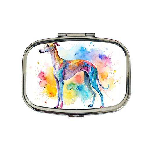 Whippet Dog Watercolor Style Travel Pill Box Case