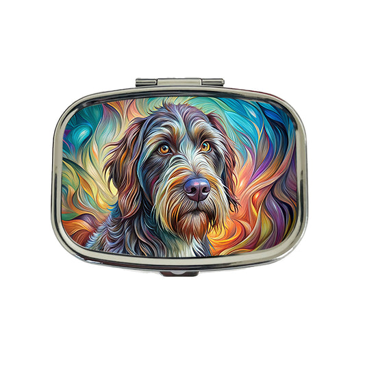Wirehaired Pointing Griffon Dog Abstract Art Travel Pill Box Case