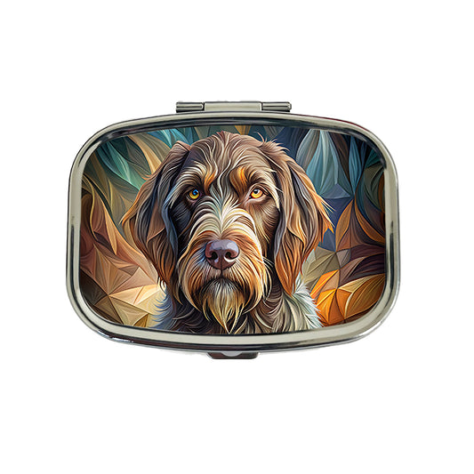 Wirehaired Pointing Griffon Dog Abstract Stylized Art Travel Pill Box Case