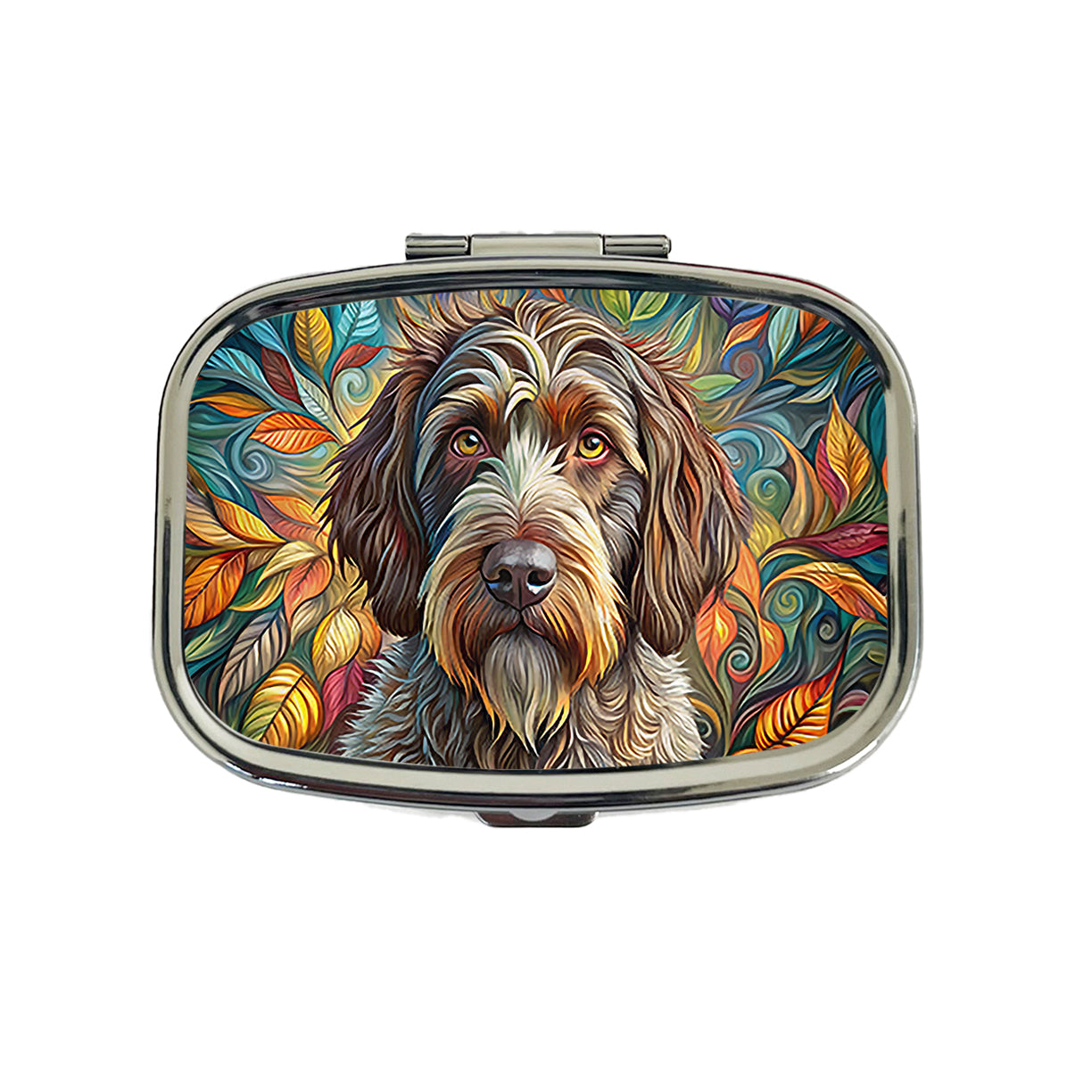 Wirehaired Pointing Griffon Dog Bohemian Art Travel Pill Box Case